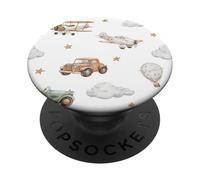 Vintage Mignon Avions Voitures Nuages Enfants Esthétique PopSockets PopGrip Adhésif