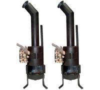 Vintage Mini Cast Iron Decorative Stove - Old-Fashioned Black Pot Belly Wood Cook Stove Style, Farmhouse Tabletop Fireplace Accent for Kitchen Decor (2pcs)