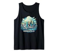 Vintage Minneapolis Minnesota Sunset Skyline Cityscape Retro Débardeur