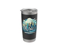 Vintage Minneapolis Minnesota Sunset Skyline Cityscape Retro Gobelet isotherme en acier inoxydable double paroi