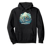 Vintage Minneapolis Minnesota Sunset Skyline Cityscape Retro Sweat à Capuche