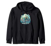 Vintage Minneapolis Minnesota Sunset Skyline Cityscape Retro Sweat à Capuche