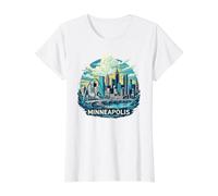 Vintage Minneapolis Minnesota Sunset Skyline Cityscape Retro T-Shirt Graphique avec Valeur