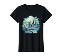 Vintage Minneapolis Minnesota Sunset Skyline Cityscape Retro T-Shirt Graphique avec Valeur