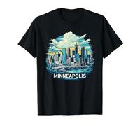Vintage Minneapolis Minnesota Sunset Skyline Cityscape Retro T-Shirt Graphique avec Valeur