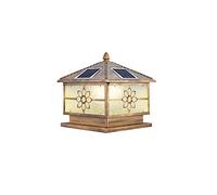 Vintage Moderne Solaire + Connexion Électrique Double Usage Colonne Phare Pilier Lumière Extérieure Jardin Lumière LED IP65 Étanche Jardin Villa Porte Lumière Réverbère Pont P