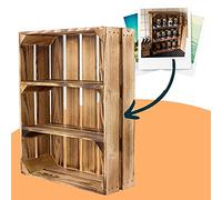 Vintage-Möbel24 GmbH Caisse plate avec 3 compartiments - Flammé - Caisse en bois comme étagère murale - Shabby Chic - 50 x 40,5 x 16 cm