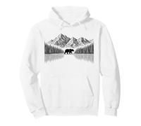 Vintage Montagne Ours Nature Paysage Arbres Réflexion Sweat à Capuche