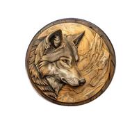 Vintage Moonnight Broche de loup solitaire Thème animal de la forêt Insigne plat en acier inoxydable Accessoire broche en verre en verre