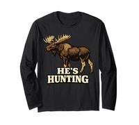 Vintage Moose Hunting Heritage Retro Wilderness Il Chasse Manche Longue