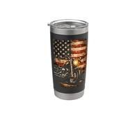 Vintage Moto Drapeau USA Patriotique Biker Classique Rider Ar Gobelet isotherme en acier inoxydable double paroi
