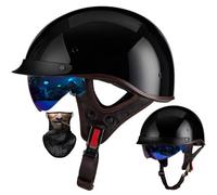 Vintage Motorcycle HalfHelmet - ECE Certified Open FaceHelmet for Men with Sunglasses | Retro Scooter, Chopper, Cruiser, Moped JetHelmet S54-56CM