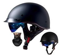 Vintage Motorcycle HalfHelmet - ECE Certified Open FaceHelmet for Men with Sunglasses | Retro Scooter, Chopper, Cruiser, Moped JetHelmet L57-58CM