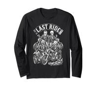 Vintage Motorcycle Last Ride Club Funny Skeleton Bikers Manche Longue