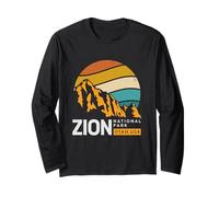 Vintage Mountain Retro Sunset Zion National Park Utah Travel Manche Longue