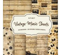 Vintage Music Notes Scrapbook Paper Pad 8.5x8.5 20 Designs Double Sided 40 Pages Antique Musical Score Patterns for Junk Journaling Card Making ... Aged Parchment Craft Sheets Mixed Media Art