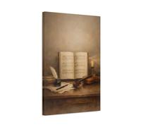 Vintage Musical Still Life Brown Music - Canvas Wall Art Print 16×24 inch (40×60 cm) - Vertical / 1.25 inch (3 cm)