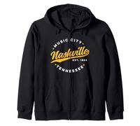Vintage Nashville Tennessee Music City Retro USA Jaune Sweat à Capuche