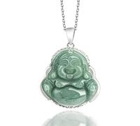 Vintage naturel vert Jade 925 incrustation bouddha pendentif colliers pour femmes, mode bonne chance amulette bijoux chaîne charme colliers pour cadeaux
