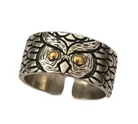 Vintage New Silver Color Animal Hibou Anneaux Domineering Punk Hommes Bague Fête Doigt Accessoires Bijoux