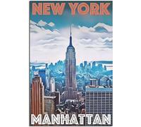 Vintage New York America Empire State Building Rétro Mur Art Toile Affiche Art Imprimer Accueil Décoration Chambre Décoration Sans cadre 30x45cm