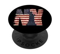 Vintage New York City with USA Flag Tee Shirt, New York City PopSockets PopGrip Adhésif