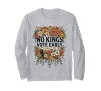 Vintage No Kings 17 Octobre 2026 Vote Early Protest Floral Manche Longue