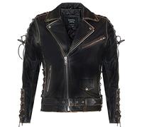 Vintage Noir Brando «Live to Ride» pour Hommes en Relief Eagle en Cuir Moto Motard Veste 4XL