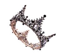 Vintage noir cristal femmes bijoux bijoux baroque rond rond et couronnes reine princesse diadem en forme pour le concours de mariage