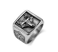 Vintage nordique Viking tête de loup titane acier bague triangle noeud éternel symbole culturel bijoux faits à la main