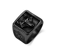 Vintage nordique Viking tête de loup titane acier bague triangle noeud éternel symbole culturel bijoux faits à la main