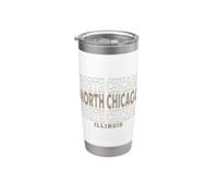 Vintage North Chicago, Illinois Gobelet isotherme en acier inoxydable double paroi