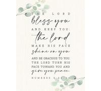 Vintage Numbers 6:24-26 Poster - The Lord Bless You Priestly Blessing in Elegant Script, Rustic Wall Art for Farmhouse Church Office and Spiritual Gift(Unframed,12x18inch(30x45cm))
