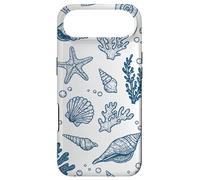Vintage Ocean Seashells Coastal Linocut Bleu Coque pour iPhone Air