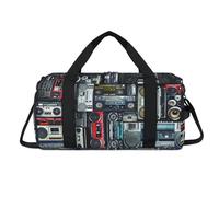 Vintage of Radio Boombox Sac de sport avec compartiment à chaussures Imprimé radio Sac de week-end Sac de voyage Organiseur de bagages pour femmes, hommes, enfants, filles et garçons