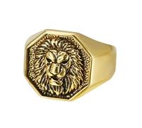 Vintage Or Soleil Dieu Tête De Lion Bagues Rétro En Acier Inoxydable Mode Bijoux Cadeau Unique Pour Hommes