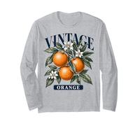 Vintage Orange Botanical Illustration Citrus Fruit Branch Manche Longue