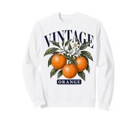 Vintage Orange Botanical Illustration Citrus Fruit Branch Sweatshirt