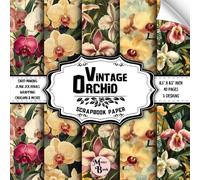 Vintage Orchid Scrapbook Paper: Double Sided Sheets | Floral Pattern for Decoupage, Junk Journals, Origami, and Various DIY Craft Projects | 8.5" x 8.5" (21.59 x 21.59 cm)