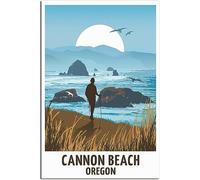 Vintage Oregon Coast Cannon Beach Rétro Mur Art Toile Affiche Art Imprimer Accueil Décoration Chambre Décoration Sans cadre 40x60cm