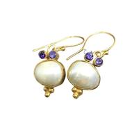 Vintage Ovale incrusté de Pierres Blanches Boucles d’Oreilles Classique Magnifique Couleur Or Violet Zircon Boucles d’Oreilles Bijoux