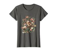 Vintage Owl Floral Botanical Cottagecore Bird Nature Lover T-Shirt