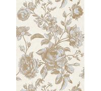 Vintage Papier Peint Avec Rose Motif Im Grafikstil - Métallique, Crème