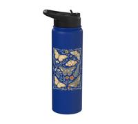 Vintage papillon papillon botanique floral céleste phase de lune Stainless Steel Insulated Water Bottle