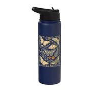 Vintage papillon papillon botanique floral céleste phase de lune Stainless Steel Insulated Water Bottle