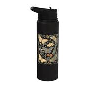 Vintage papillon papillon botanique floral céleste phase de lune Stainless Steel Insulated Water Bottle