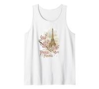 Vintage Paris France Tour Eiffel Fleurs de Cerisier Débardeur