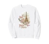Vintage Paris France Tour Eiffel Fleurs de Cerisier Sweatshirt