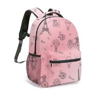 Vintage Paris Tour Eiffel Cathédrale Gothique Montgolfière 40,6 cm Sac de voyage Illustration romantique Motif Pastel Sac à dos, 04, L, Décontracté