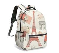 Vintage Paris Tour Eiffel Cathédrale Gothique Montgolfière 40,6 cm Sac de voyage Illustration romantique Motif Pastel Sac à dos, 02, L, Décontracté